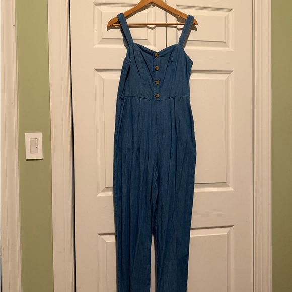 Old Navy Blue Denim Jumpsuit with Gold Buttons - Picture 6 of 9